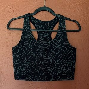 Pact Black and Gray Floral Crop Top